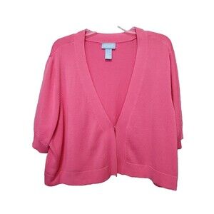Liz & Me Pink Short Sleeve Hook & Eye Shrug Size 2X (22-24W)
